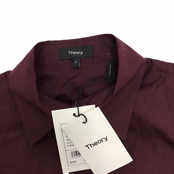 Theory Classic Fitted Stretch Cotton Collar Dress Shirt Women Petite Maroon $225 - Picture 5 of 5